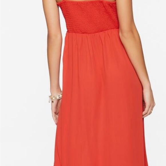 5/$10 Red Lace Slit Midi Dress - Picture 3 of 8